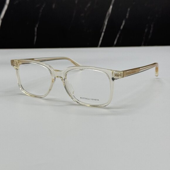 NEW BOTTEGA VENETA BV1024O 005 SQUARE BEIGE TRANSPSRENT UNISEX EYEGLASSES - Picture 2 of 9